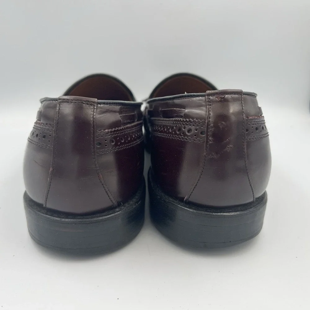 Allen Edmonds 8587 Manchester Wingtip Burgundy Leather Tassel Loafers USA 11D